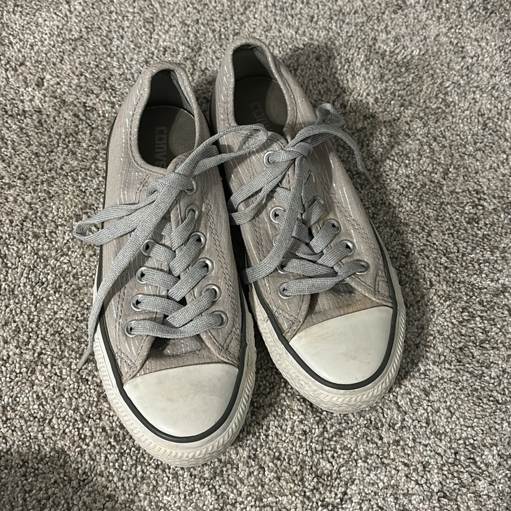 Gray with silver strips Converse